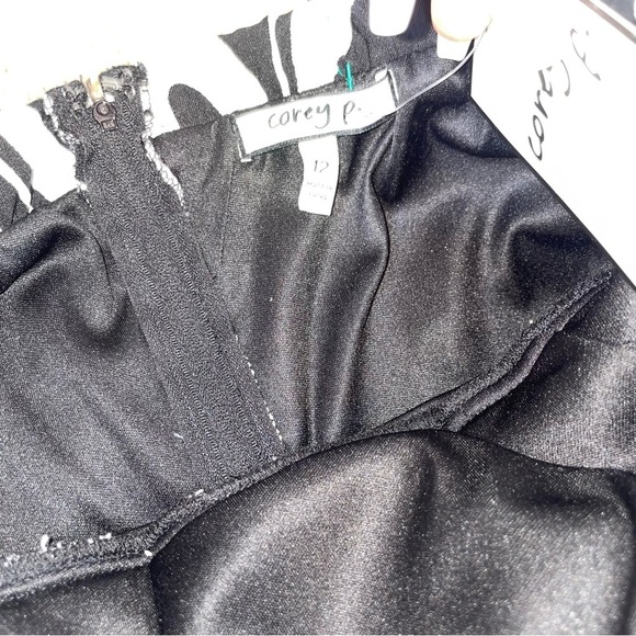 Corey P. dress mini tie waist strapless black/white paisley printed NEW SZ 12 - Picture 12 of 15